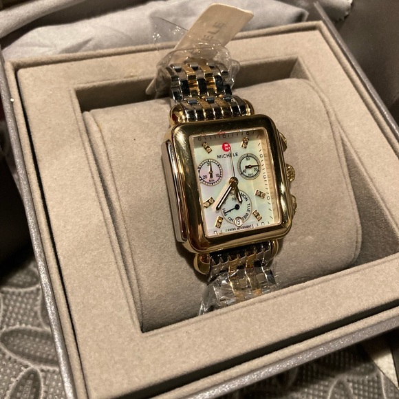 NWT Michele Deco Day Two-Tone Diamond Dial Watch - Picture 2 of 9
